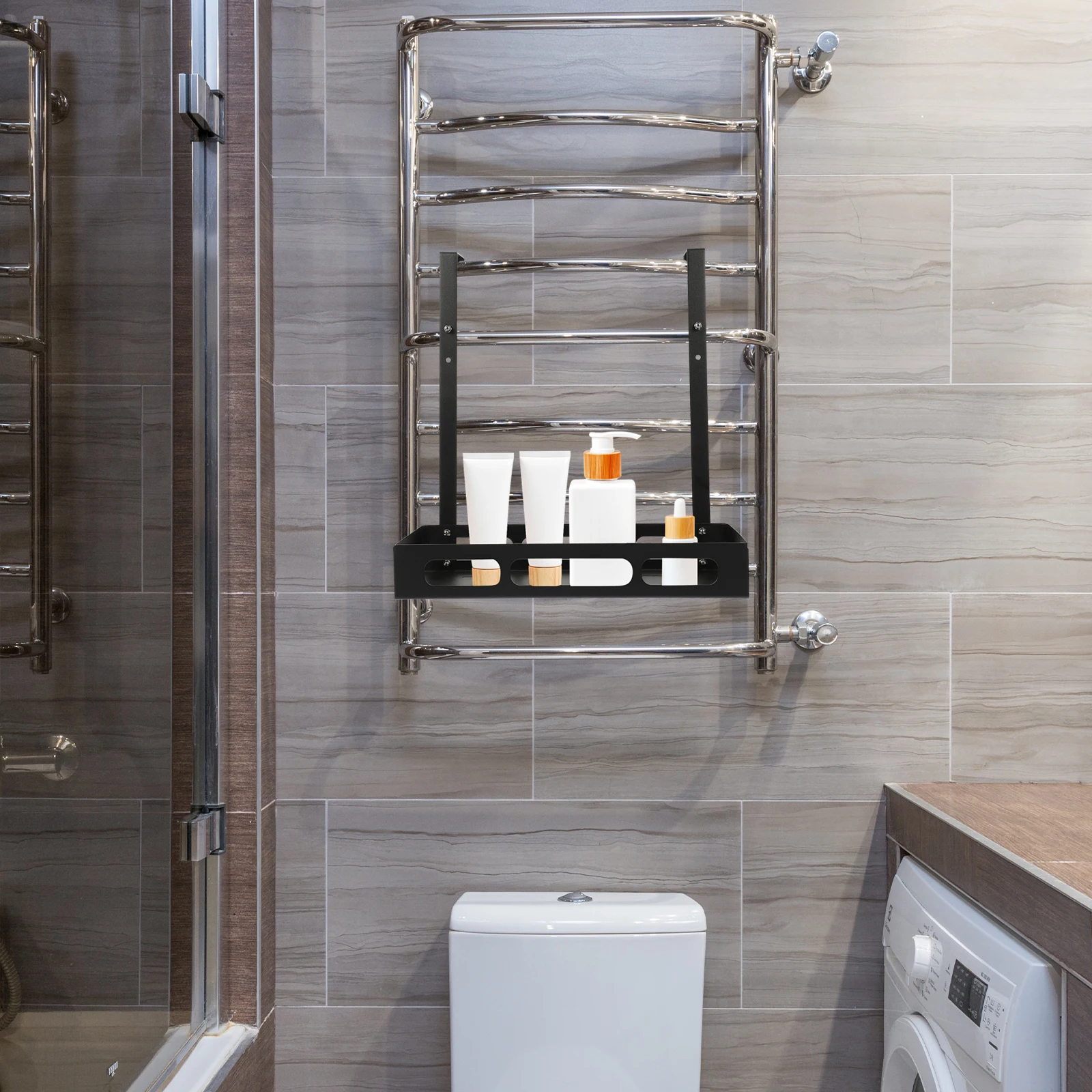 

Shower Room Storage Basket Over The Door Iron Hanging Organizer Bathroom Kitchen Home Decor Multi-Function Shelf