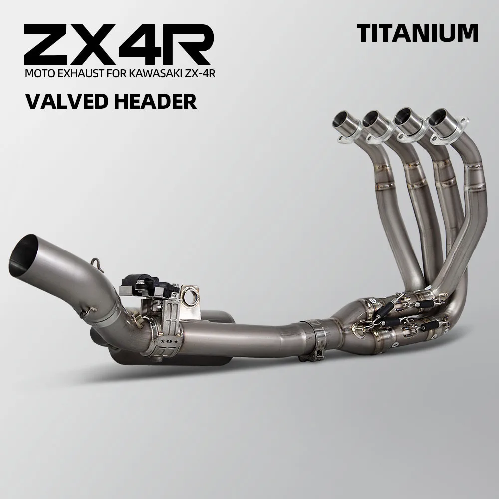 Motorcycle Exhaust Modify Header Pipe 60mm Titanium Escape Manifold Racing Line with Electronic valve  For Kawasaki ZX4R ZX4RR