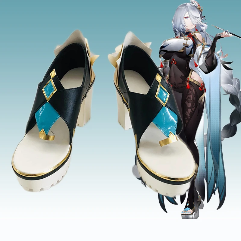 

Game Genshin Impact Shenhe Cosplay Shoes Costume Leisure Wedges Women's Shoes Sandals Platform Shoelaces High Heels Casual Shoes