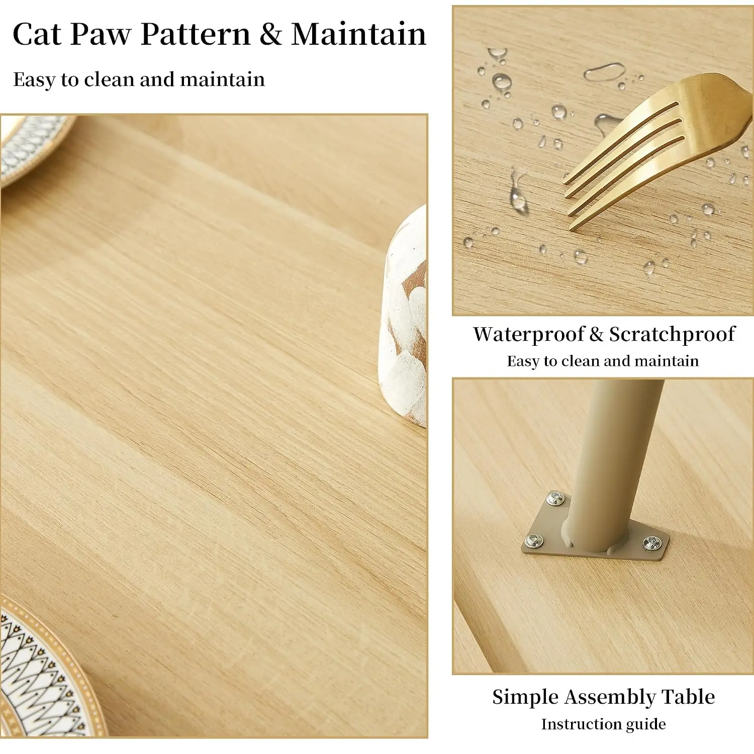 Round Dining Table for 4, Small Kitchen Cream Table 43.3 Inch, Customized