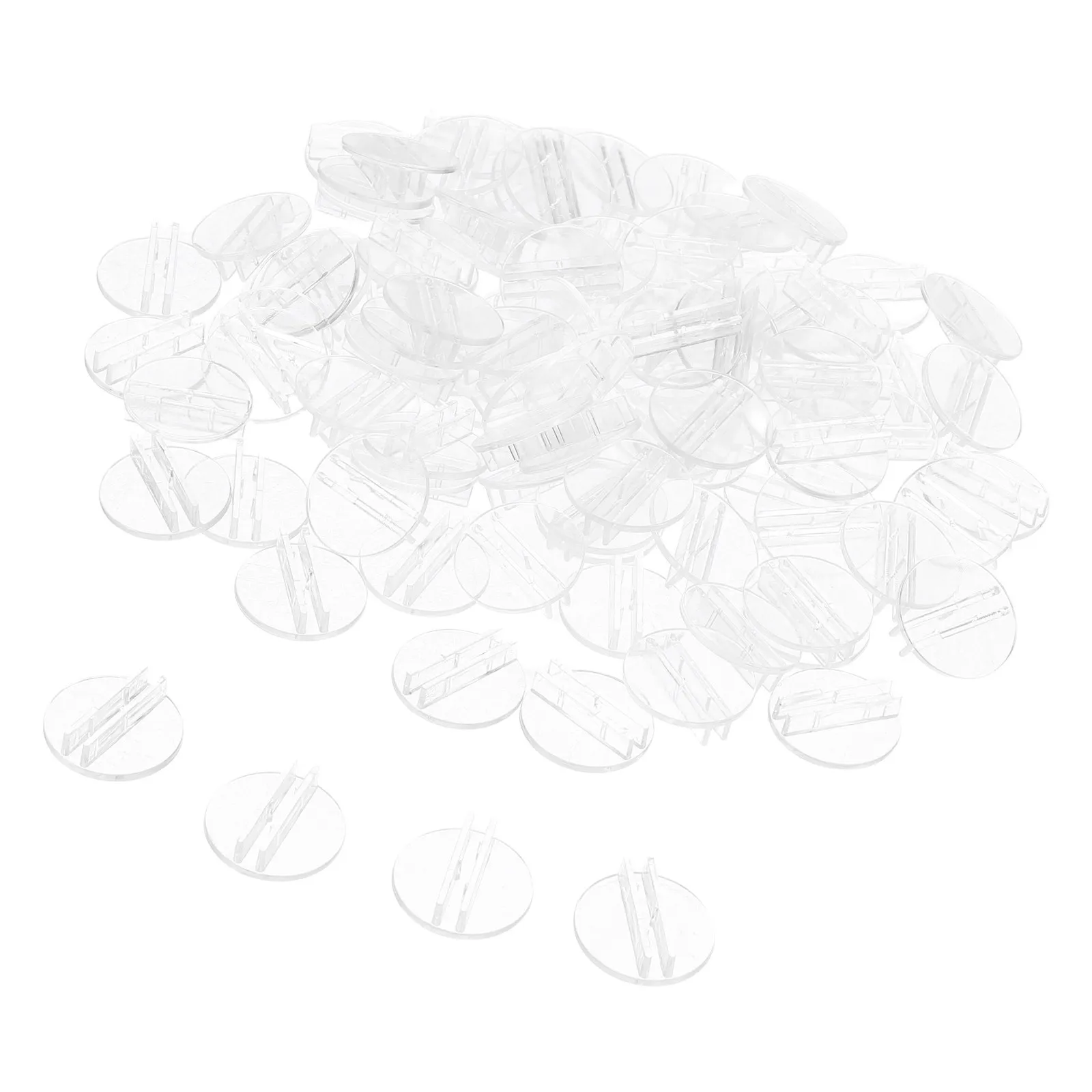 100Pcs Elegant Clear Round Card Base Stable Compact Design for Business Cards Menus Restaurant Table Numbers Desk Card Holder