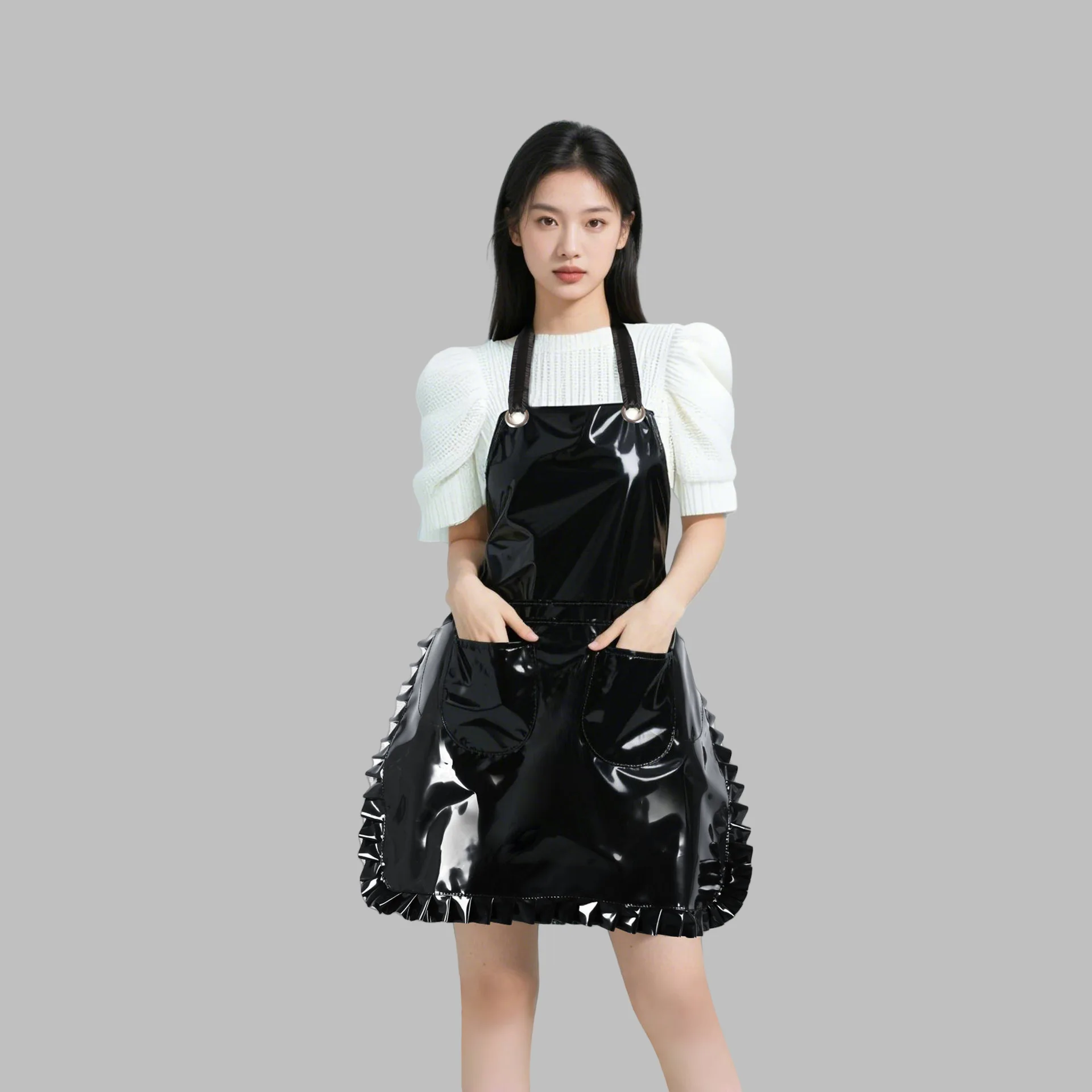 Printed Logo Lace Apron Beautiful Waterproof Kitchen Hairdressing Nail Art Skirt Apron