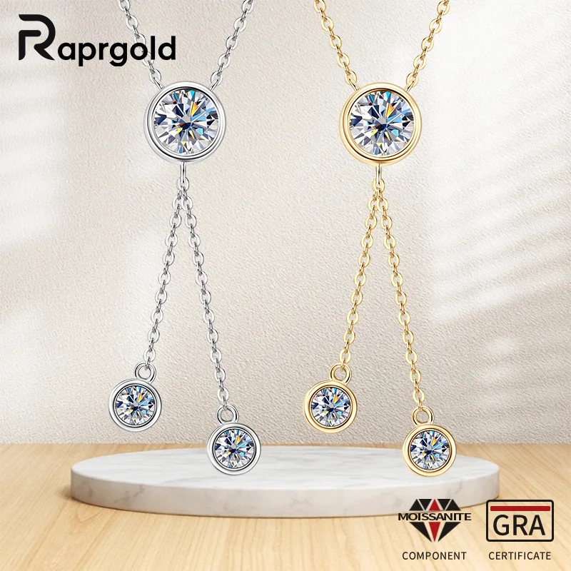 

Сертифицированное RAPRGOLD GRA круглое муассанитовое ожерелье-цепочка с кисточками для женщин, стерлинговое серебро S925, ювелирные изделия, подарки, воротник