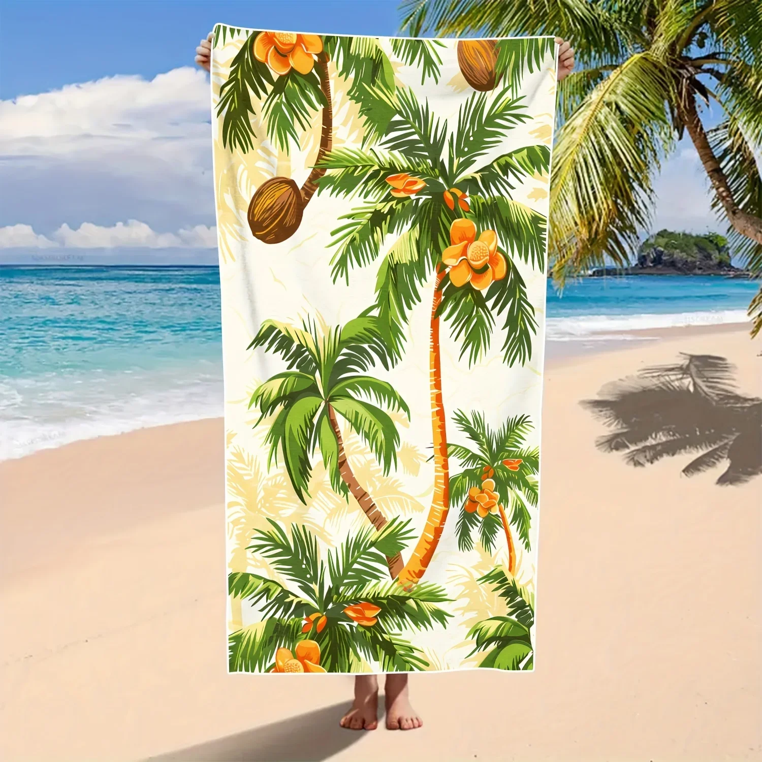 Tropical Coconut Tree Beach Towel Super Absorbent Quick-Dry Microfiber Mat For Swimming Pool Yoga & Outdoor Adventures Free Ship