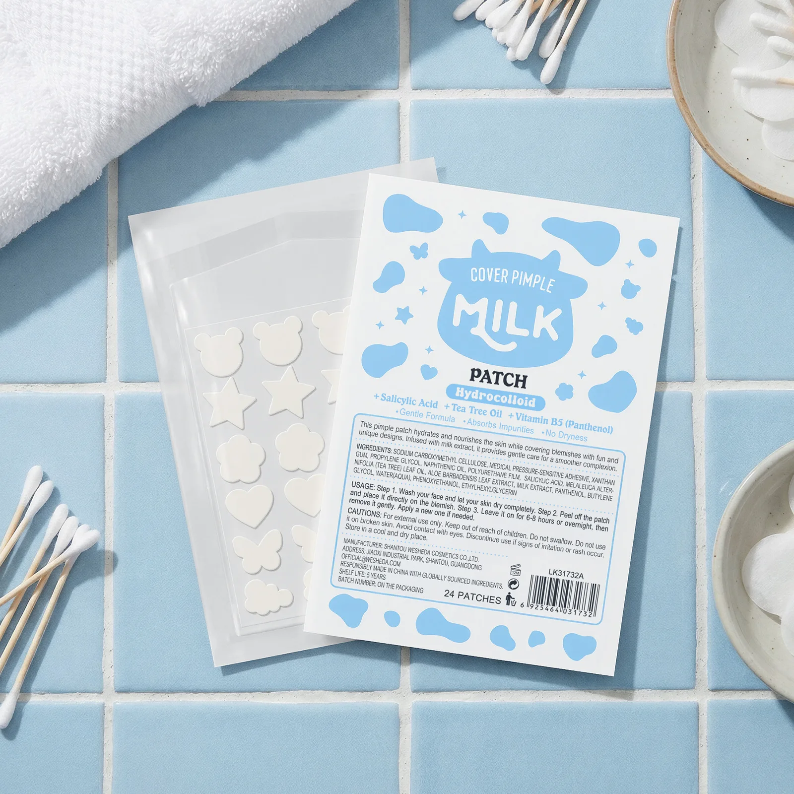 

LAIKOU 2pcs Acne Patch with Milk 24 Patches, Absorbing Spot Treatment Stickers，Blemish Patch Protective Skin Care For Teen