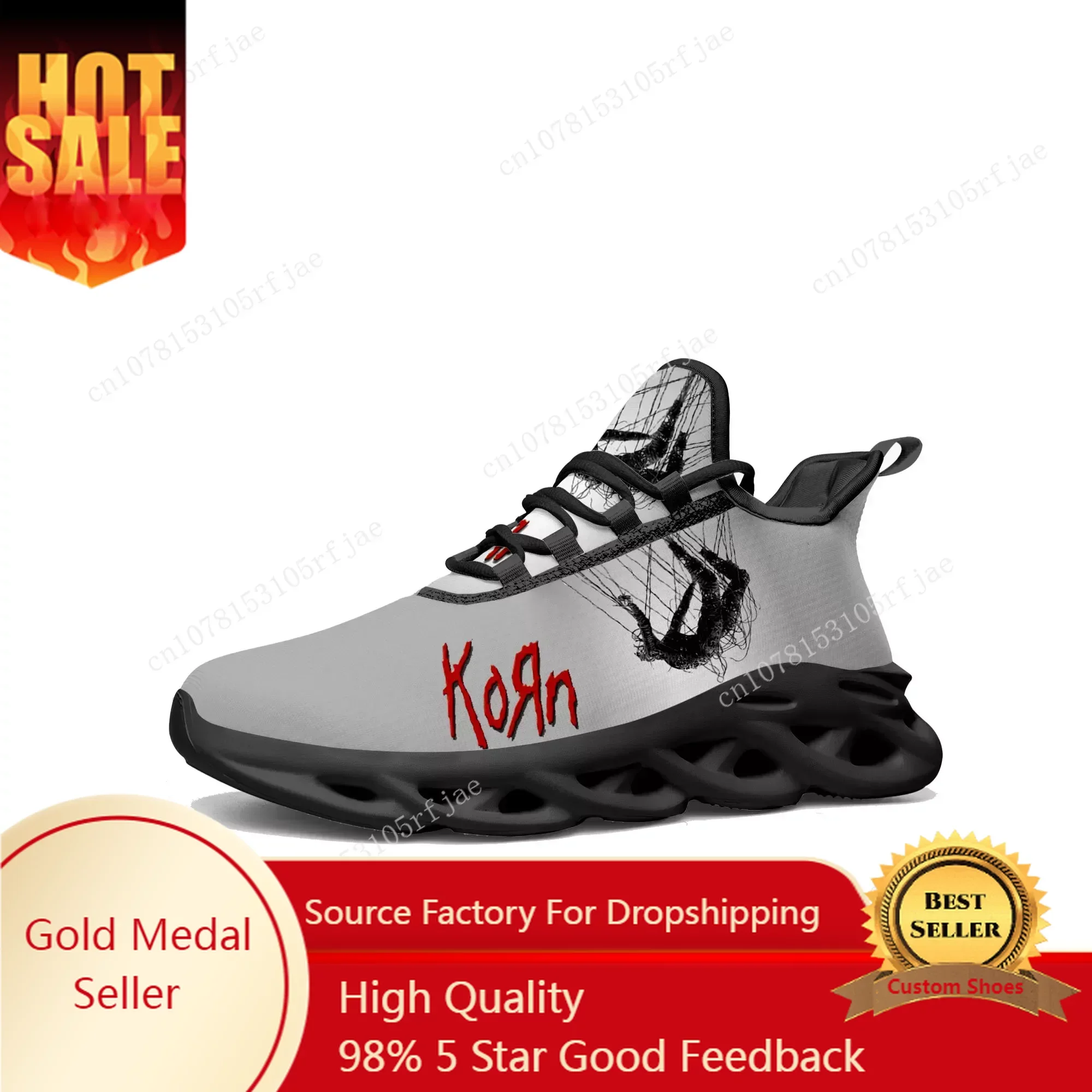 Korn Rock Band Flats Sneakers Mens Womens Sports Running Shoe Robert Smith Sneaker Lace Up Mesh Footwear Tailor-made Shoe Black