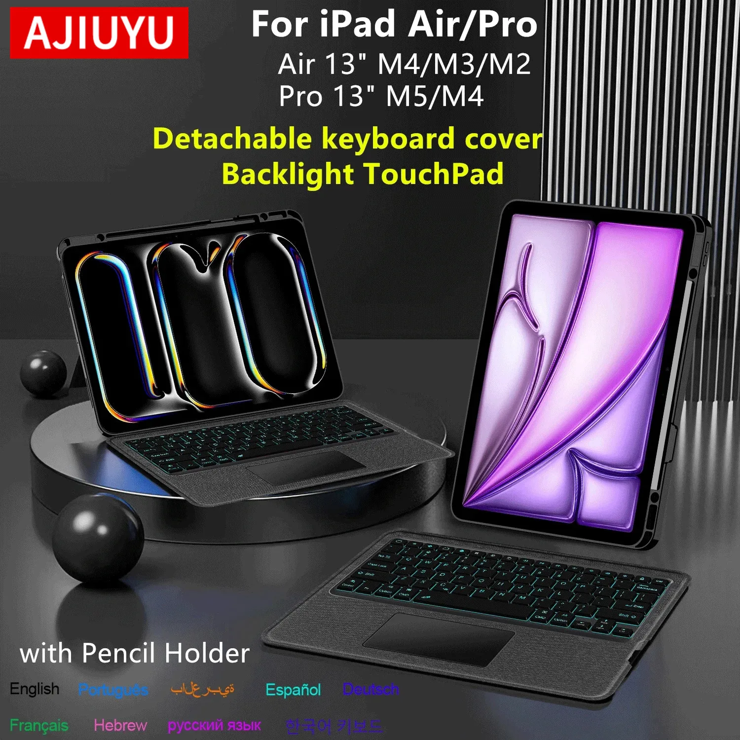 

Съемный чехол-клавиатура Magic Keyboard для iPad Pro 12.9 13, чехол-клавиатура для iPad Air 13 M4 M3 M2 Pro 13 дюймов M4 M5, чехол для планшета Funda