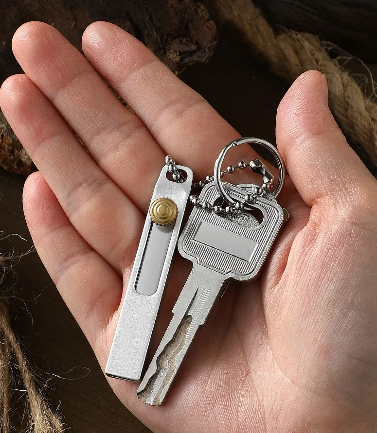 Outdoor Mini Key chain knife, EDC pocket knife, portable mini straight knife, box opener knife, self-defense knife, button k