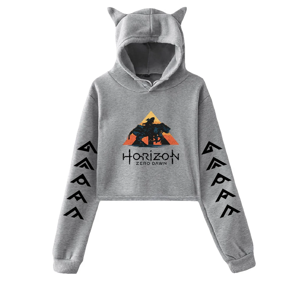 Jogo quente horizonte proibido oeste hoodie vintage 90s streetwear merch hoodies moletom esportivo para meninas gato orelha colheita pulôver