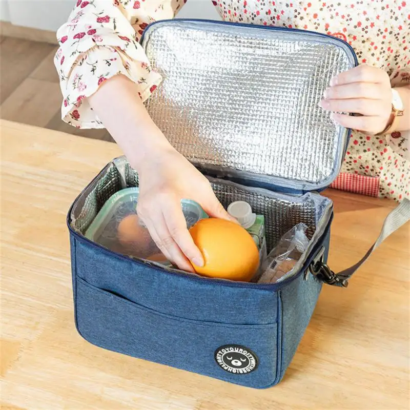 Portable Lunch Bag Food Thermal Box Durable Waterproof Office Cooler Lunchbox With Shoulder Strap Organizer Insulated Case