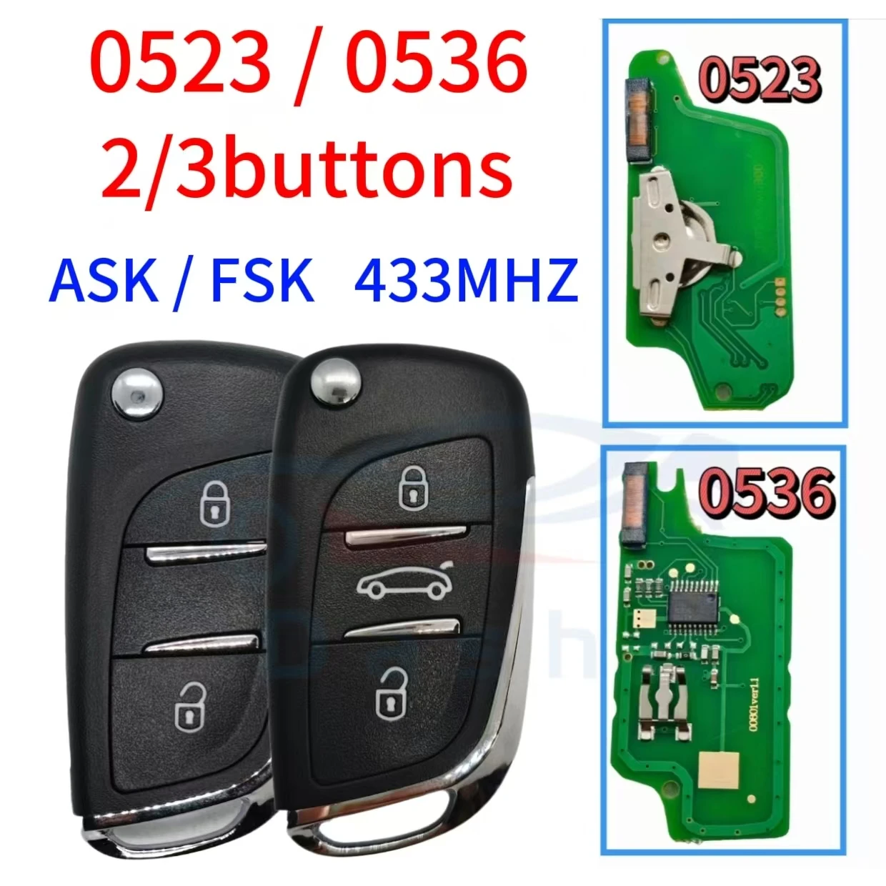 

Автомобильный ключ-пульт Da Shi для Peugeot 107 207 307 308 CE0536/0523, для Citroen C4 C5 C6 C8 Xsara Picasso, 2/3 кнопки, ASK/FSK 434 МГц