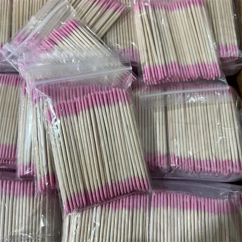 100/1000pcs 7CM Pink Double Head Nail Art Cuticle Pusher Remover Wood Stick Cotton Swab Clean Tool for Nail Rhinestone Makeup