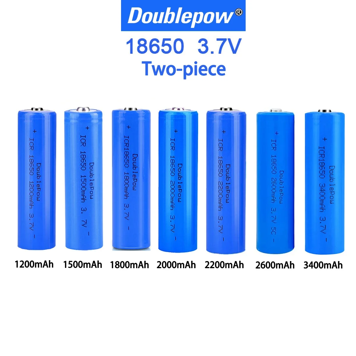 2pcs 18650 3.7V Rechargeable Battery 1200mah 1500mah 1800mah 2000mah 2200mah 2600mah 3400mah Pointed Li-po Lithium Battery