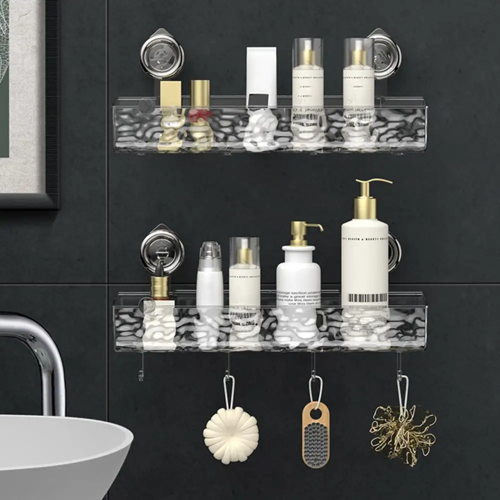 Suction Cup Storage Rack Bathroom Organizer with Suction Cups Transparent Bathroom Corner Storage Rack with Suction for Kitchen