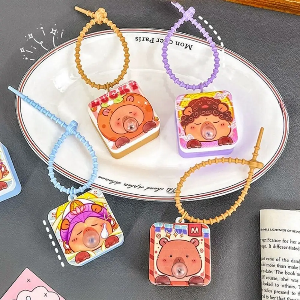 Soft Pinch To Bubble Capybara Keychain Creative Cute Spit Bubble Kapibara Bag Hanging Funny Keyring