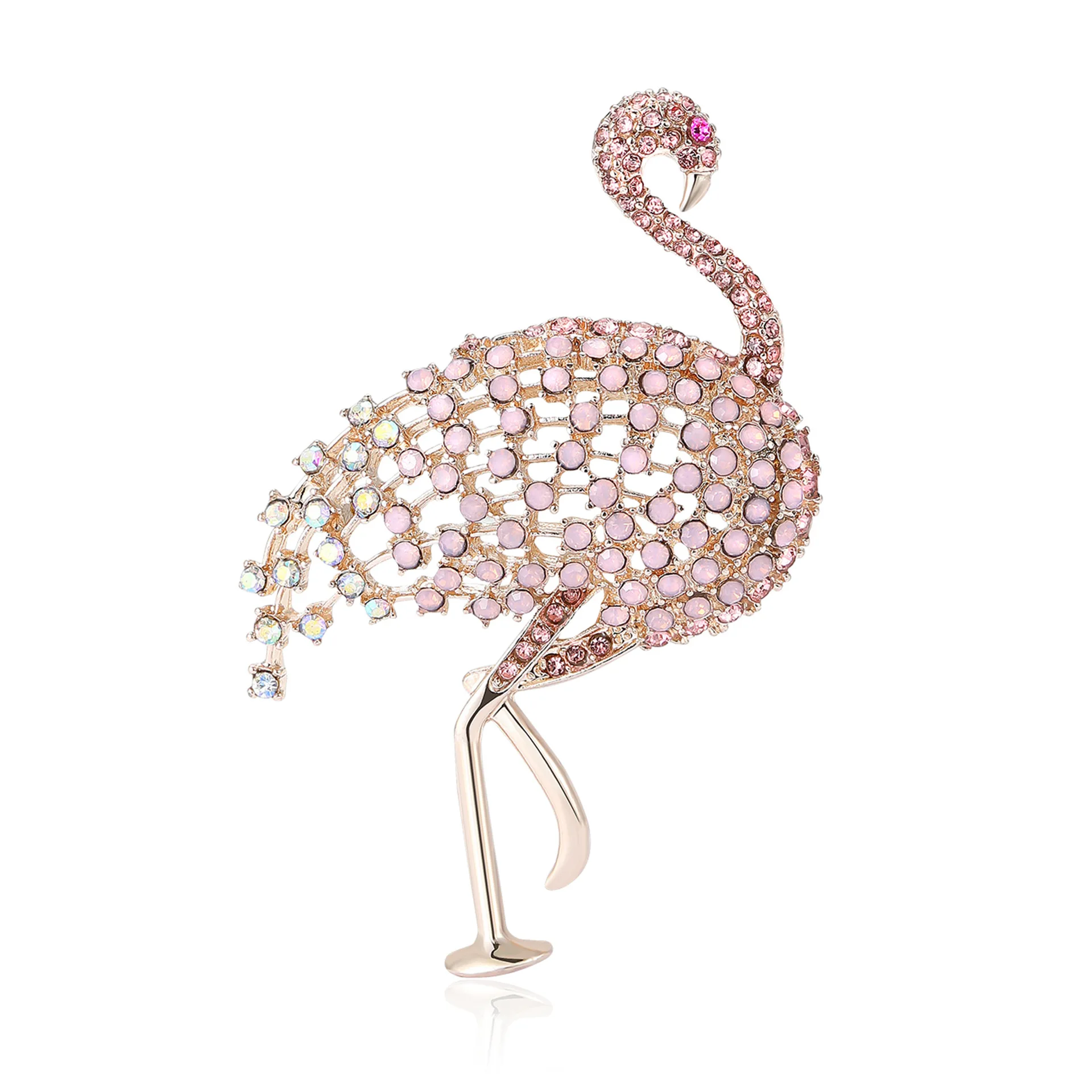 Блестящая брошь с розовым бриллиантом и фламинго, женская металлическая брошь, модная вечеринка, свадьба, банкет, повседневные украшения, аксессуары для одежды