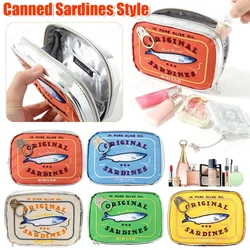 Canned Sardines Style Bath Travel Cosmetic Bag Cute Toiletry Bag Fashion Handbags Makeup Pouch Case Beauty Bag for Weekend Vacat