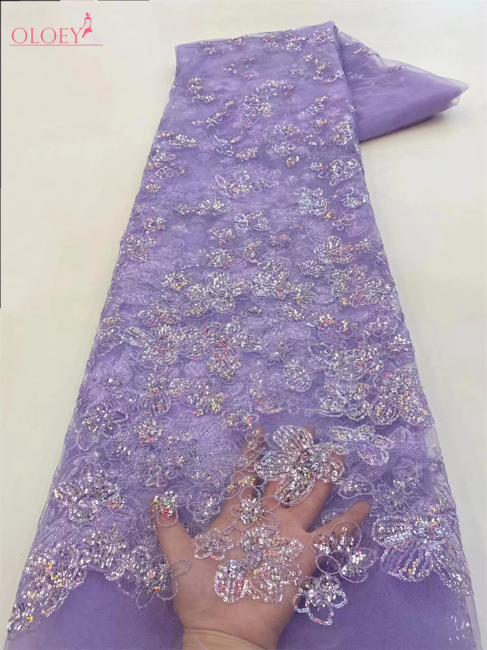 Latest High Quality Elegant Classic Embroidered Sequin Lace Fabric African French Mesh Lace Fabric For Wedding Dress