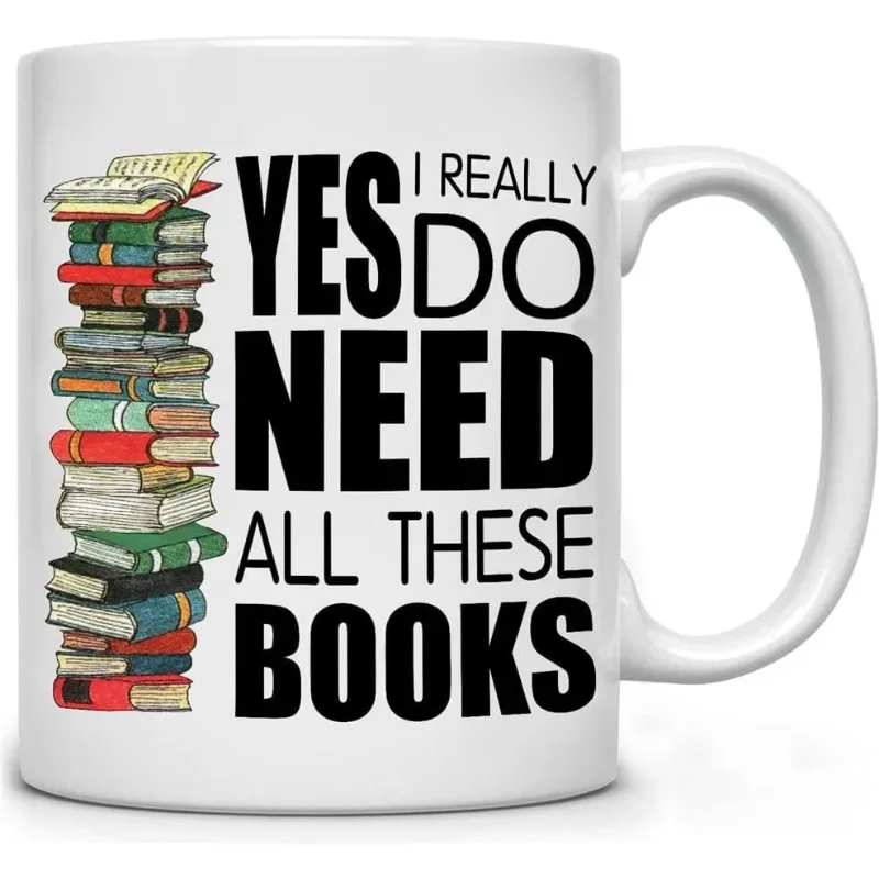 Large Book Mugs for Librarian Book Nerd Gifts Book Lovers Christmas Birthday Gifts Novelty Coffee Ceramic Tea Cups White 11 Oz