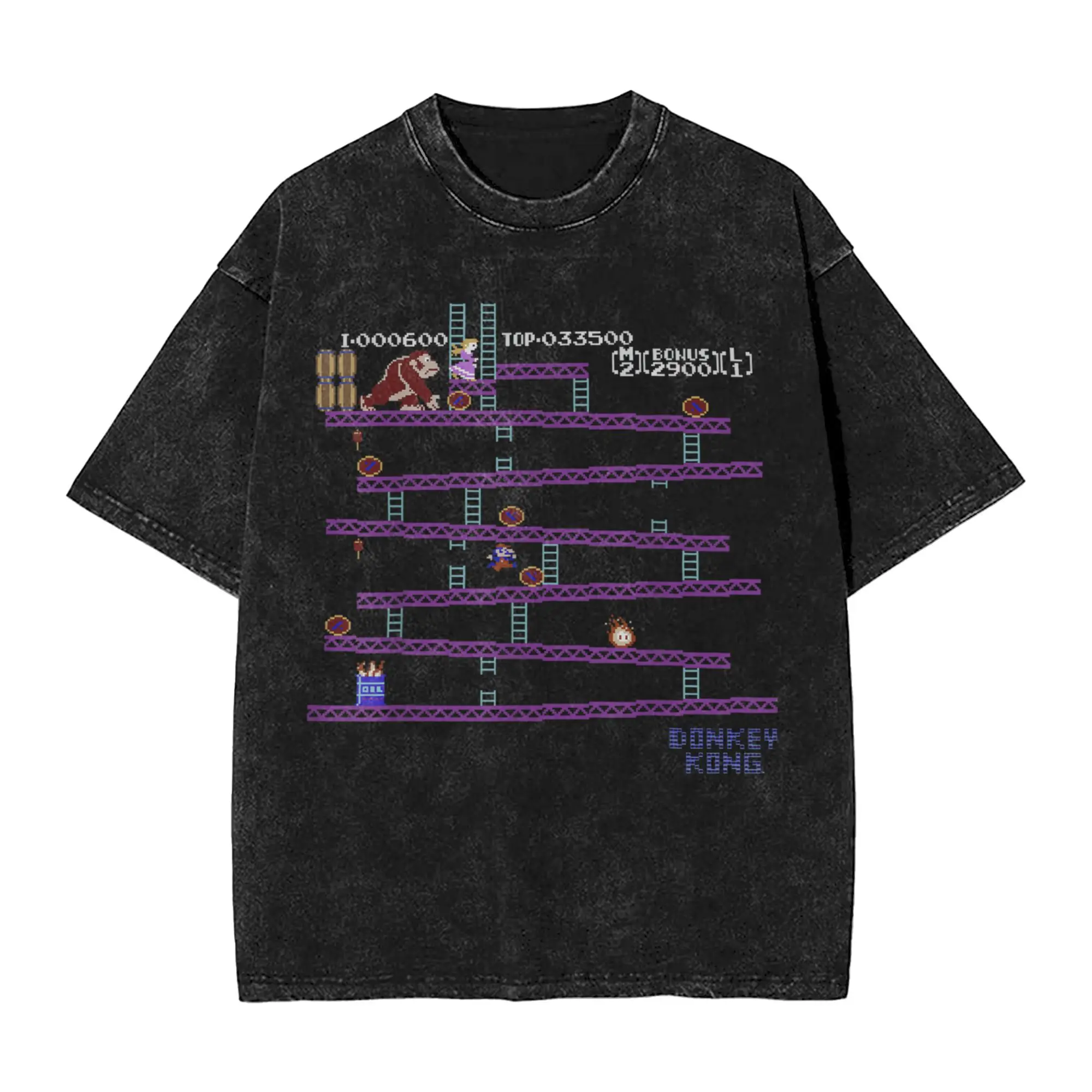 

Donkey Kong 8-битная мужская футболка с боковым прокрутом, потертые потрясающие футболки, футболка с короткими рукавами и круглым вырезом, хлопковые топы с принтом
