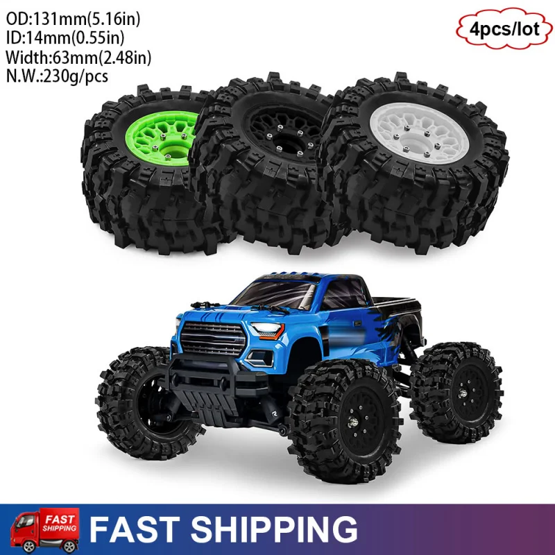 

4pcs 12/14/17mm RC Monster Truck High Grip Big Tires Wheels for 1/10 ARRMA BIGROCK Traxxas Rustler Hoss Upgrade Parts