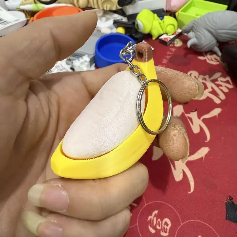 3D-gedruckter Tasten-Clicker Schlüsselanhänger, Ei-Bananen-Tastenkappe, Kreativer Entspannungs-Tastatur-Schlüsselanhänger, Rucksack-Anhänger – Detail 6