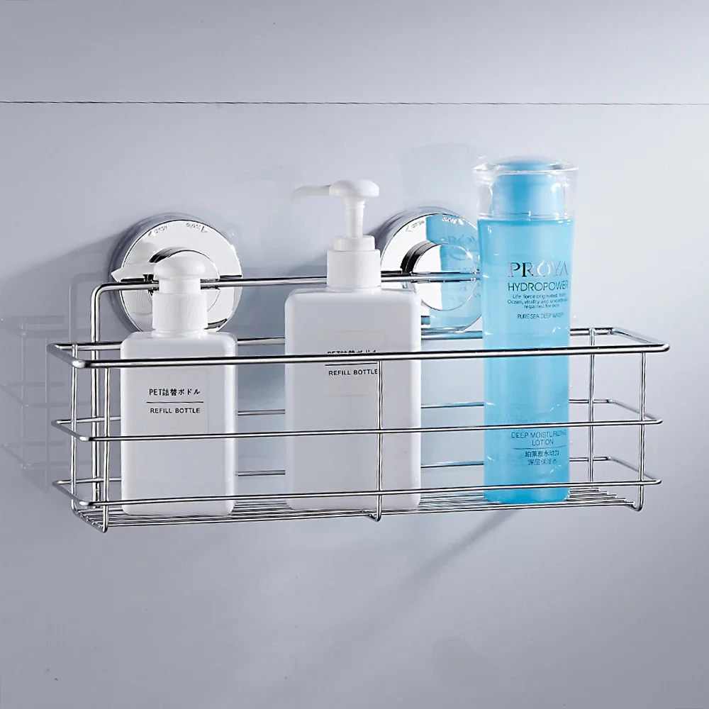 1/2Pcs Stainless Steel Shelves Bathroom Shower Shelf Dual Sucker Shelf Wall Mount Shelf Shampoo Holder Basket Bath Room Hardware