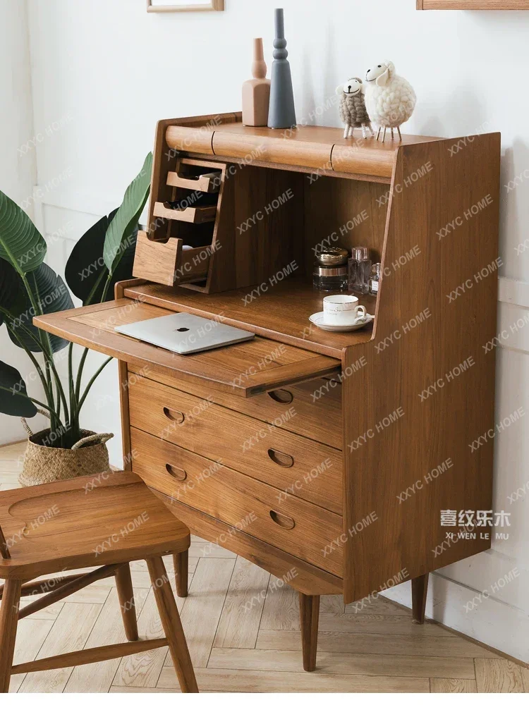 XZNew arrive  Myanmar old teak medieval bedroom dressing cabinet all solid wood multi-functional drawer storage cabinet