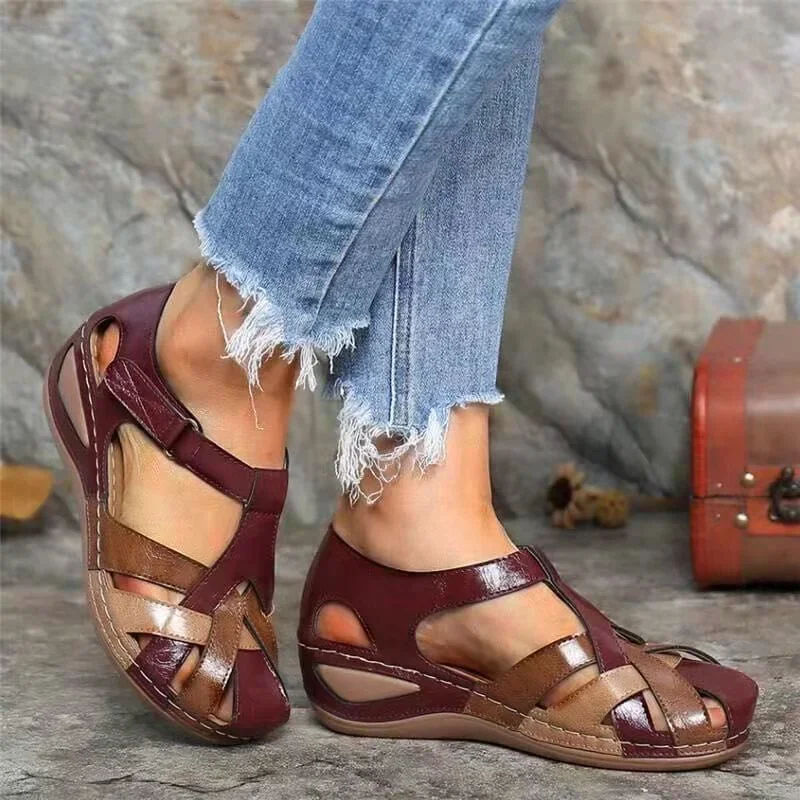 Ladies Sandals Summer Women\'s Shoes Large Size Wedge Sandals Bunch Foot Casual Printed Sandal Ladies sandals for women