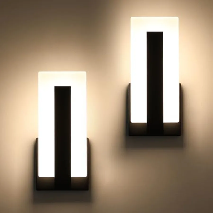 

Modern LED Wall Sconce Dimmable Wall Mounted Lamp Set of 2, Black 3000K Warm White Wall Lamp, Hardwired Bathroom Vanity Light,