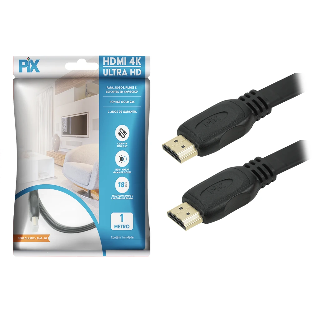 Hdmi Flat Premium Cable 1 Metro-4K 2160p Uhd Original Pix