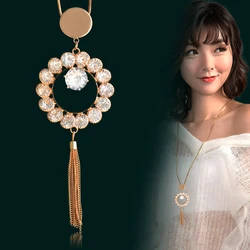 SINLEERY Vintage Hollow Square Rhinestone Long Tassel Pendant Necklaces for Women Jewelry Accessories MY284