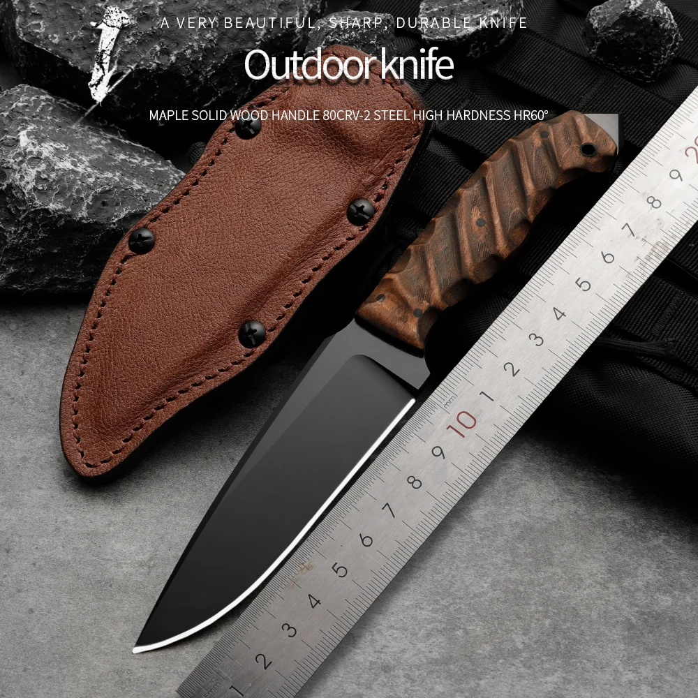 

80CRV2 steel fixed blade military knife wilderness survival knife tactical knife outdoor knife hand tool Indian maple handle