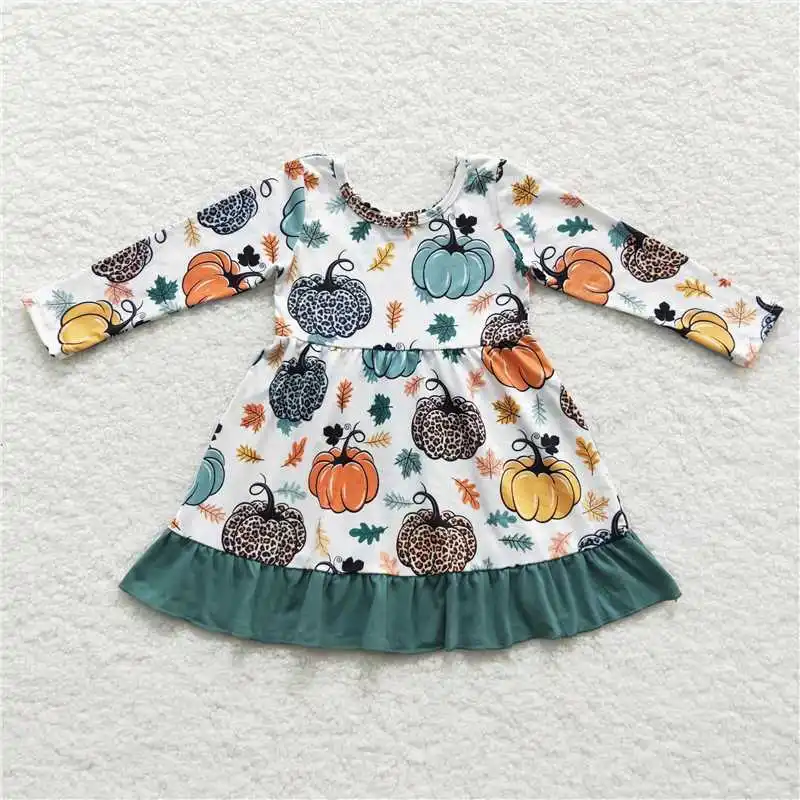 Z902-02 Wholesale Girls Autumn And Winter Long-Sleeved Dress Christmas Clothing Multi-Element Bow Skirt Ruffle