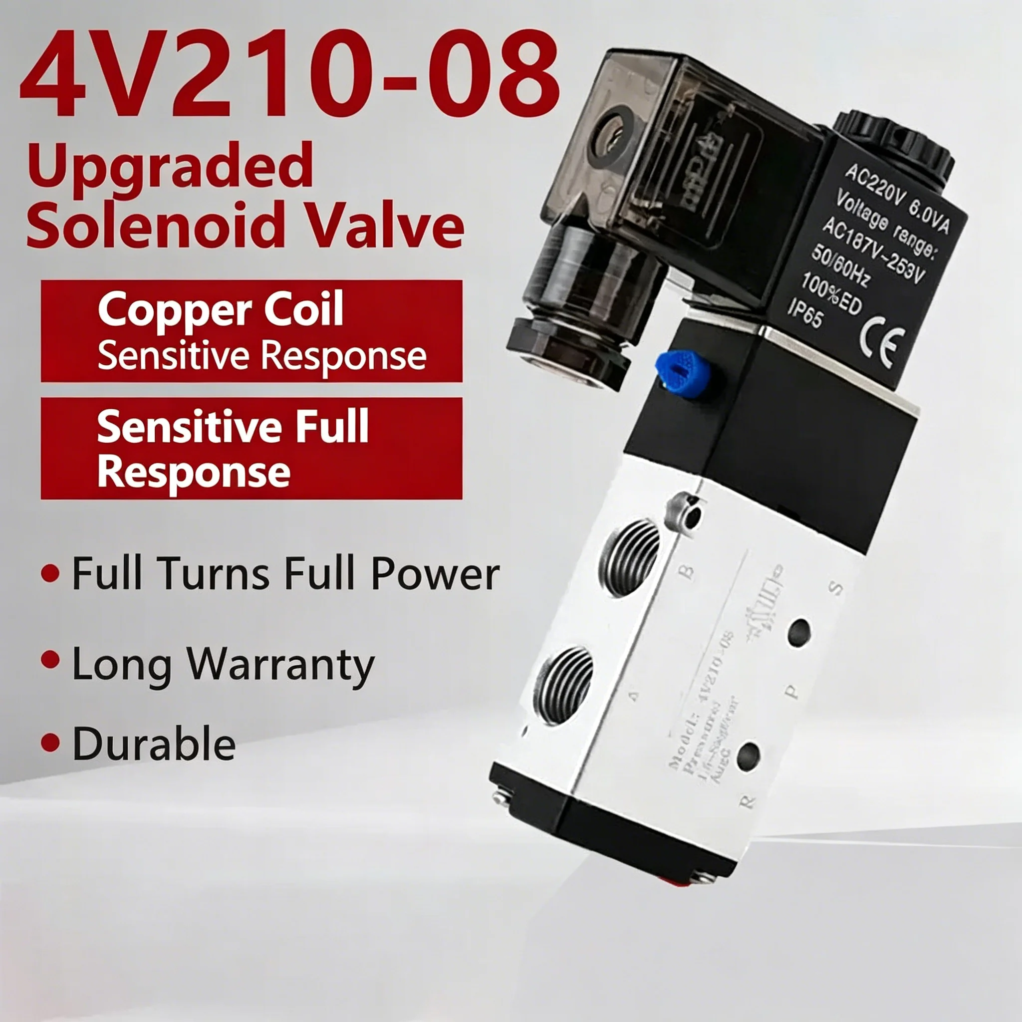 Solenoid Valve Directional Control Air Magnetic Valve 12V 24V 220V 4v210 4v210-08 Better Quality Airtac Type Pneumatic Electric