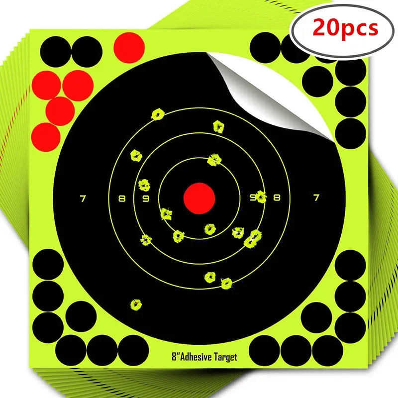 20PCS Self Adhesive Reactivity Shooting Target Paster Aim Training Target Papers Stickers Training Accessories 8x8 inch