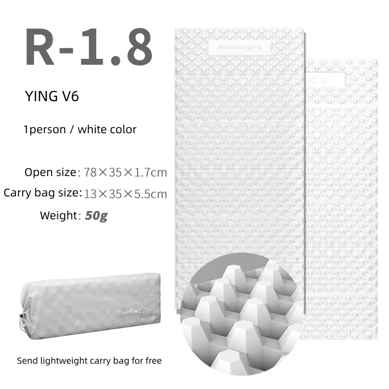 وسادة نصف مدمجة من البولي إيثيلين، وسادة نوم سميكة خفيفة للغاية ومريحة لشخص واحد في الهواء الطلق، وسادة مقاومة للرطوبة