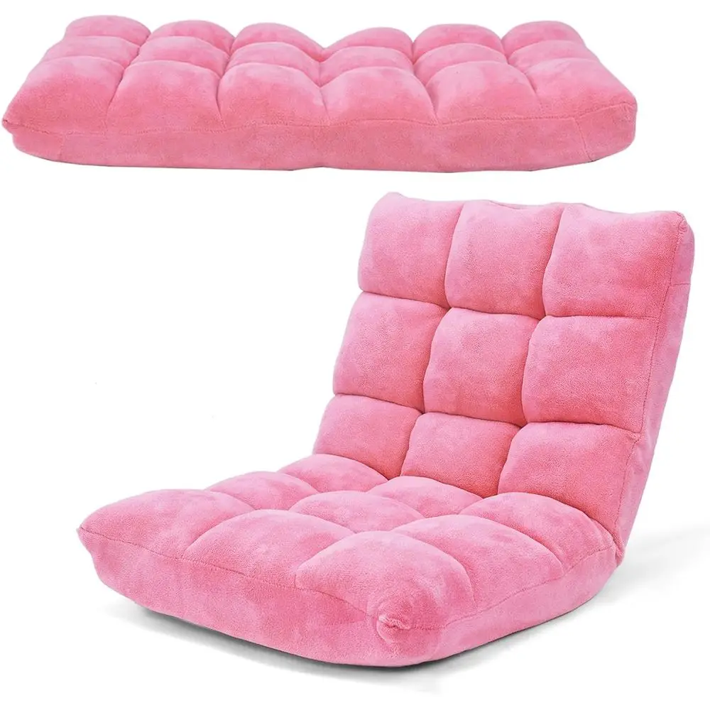 Pink Ergonomic Video Gaming Chair with Adjustable Back Support for Living Room and Reading