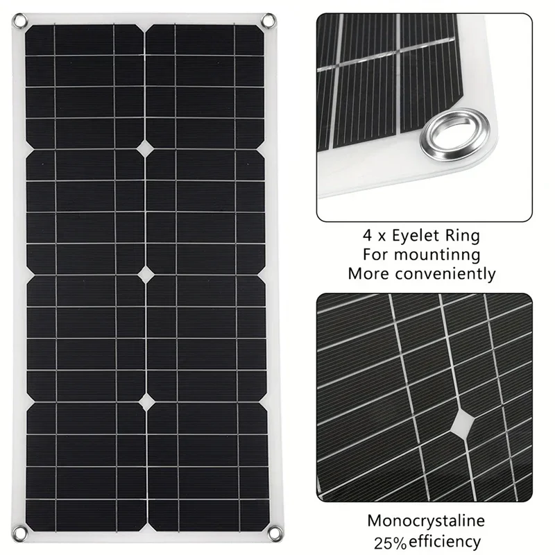 600W Solar Panel 18V Dual USB Solar Cell with 10-100A Charge Controller Flexible Solar Plate Power Bank For Phone RV Car Camping