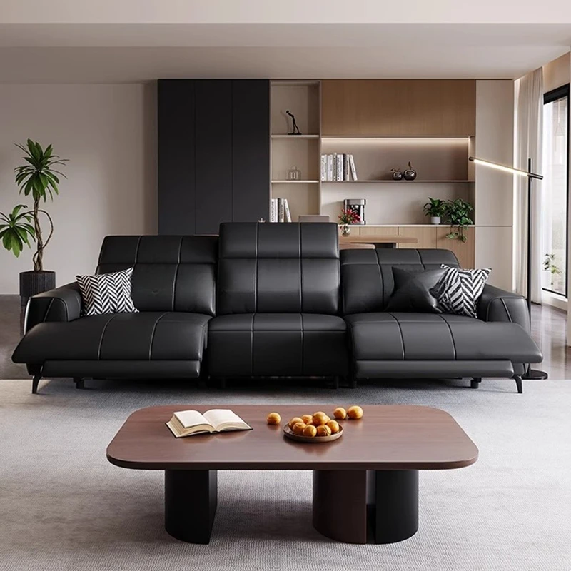 

Living Room Genuine Leather Sofas Armchairs Apartment Electric Design Sofas Cinema Straight Divano Soggiorno Di Lusso Furniture