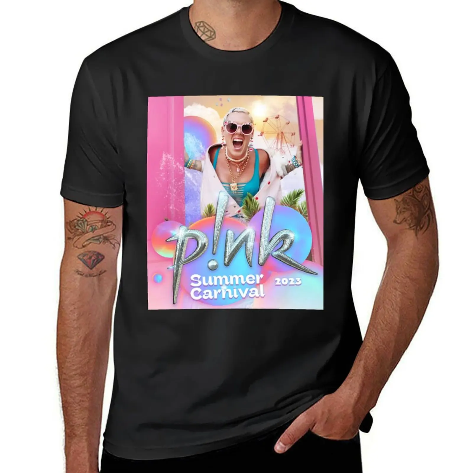 2023 pink summer tour carnivale T-Shirt blacks summer tops plain black t shirts men