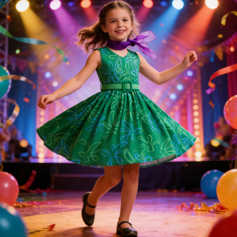 Halloween Kostüm Mädchen 	 Film Inside Out Cosplay Ekel Mädchen Kostüm Karneval Purim Party Freude Rollenspiel Abend Mädchen Kleider