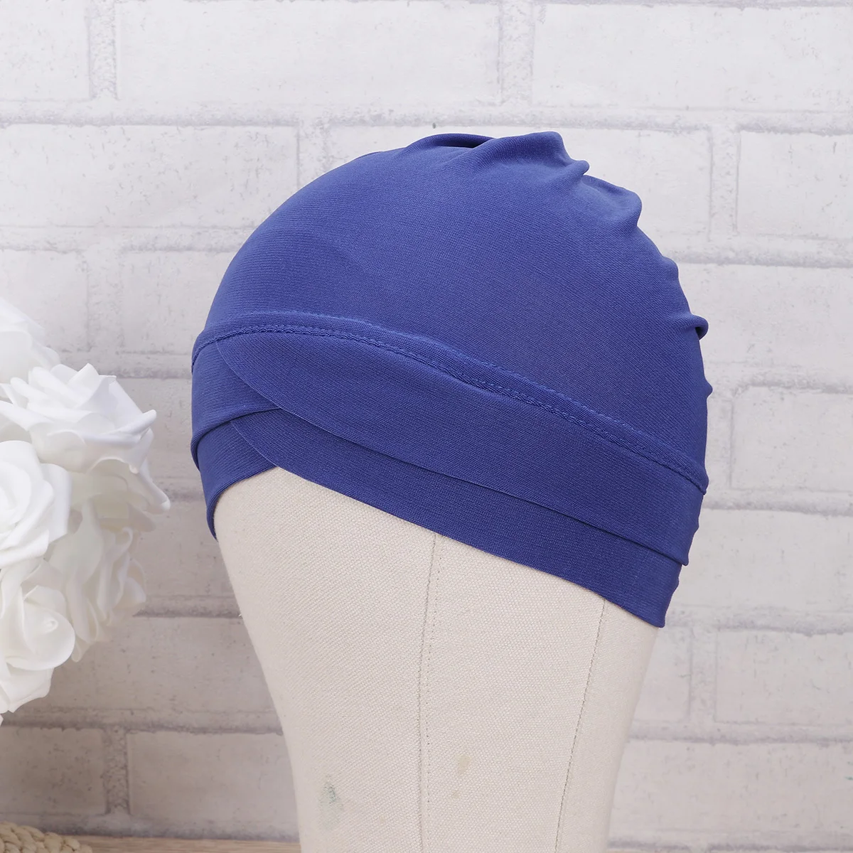 قبعة هندية عمامة من الكتان البيج قابلة للتنفس ومريحة ومتينة على طراز متقاطع للجبهة للبالغين كهدية لحفلات أعياد الميلاد وأعياد الميلاد