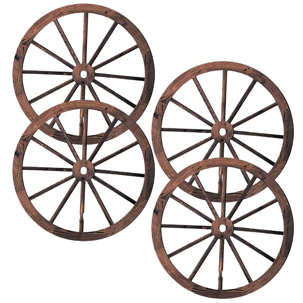 

4Pcs Wooden Wheel Wall Decor Vintage Home Wall Art Hanging Pendant for Living Room Bedroom Party Indoor Decoration