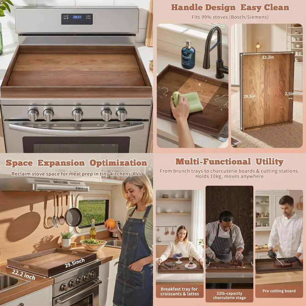 

Деревянная доска для лапши с ручками, крышка электрической плиты 30x22 дюйма, разделочная доска для кухни на колесах