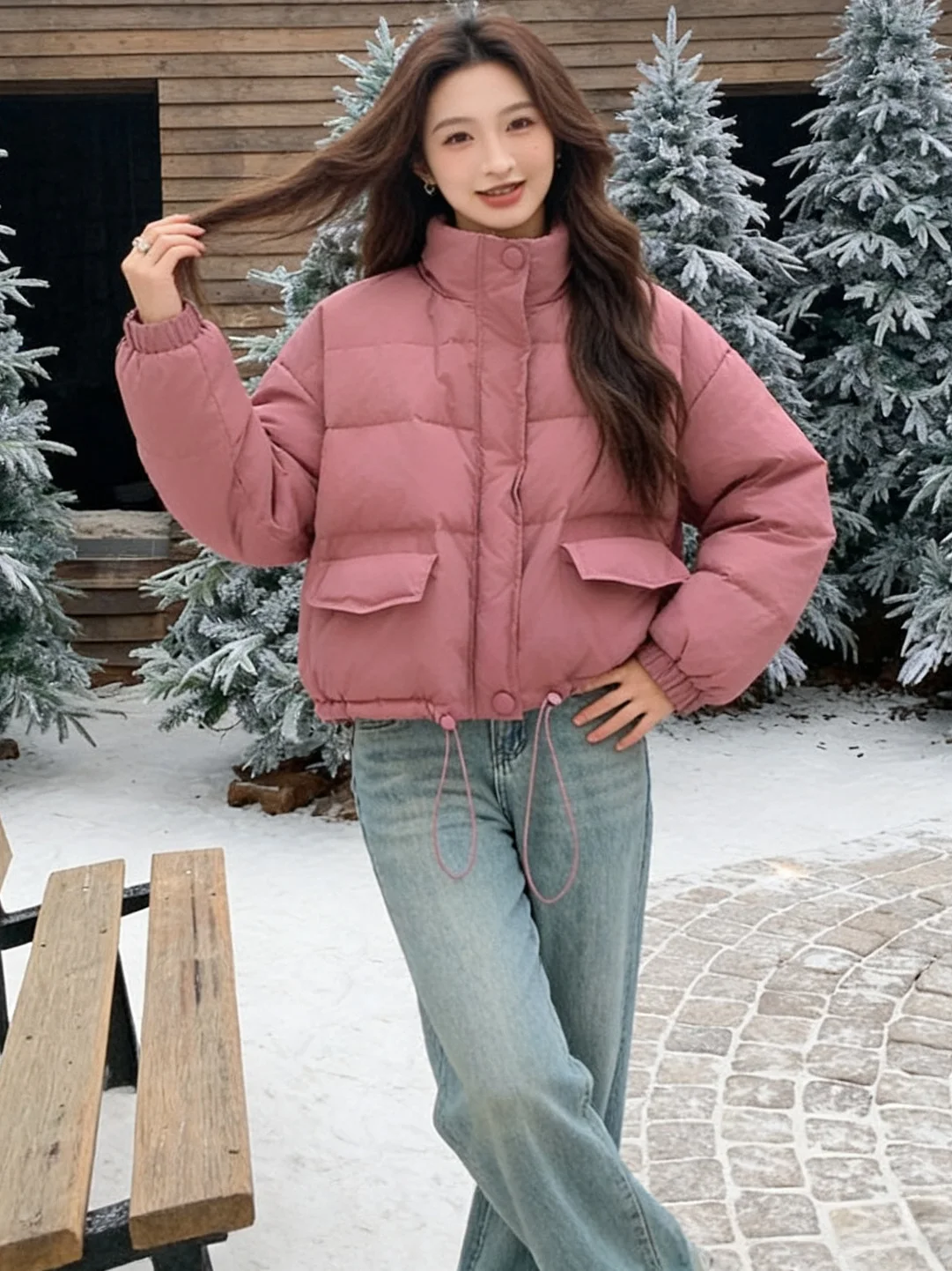 

Стильная короткая хлопковая куртка, теплая верхняя одежда, универсальная модная женская зимняя куртка в корейском стиле, теплая и удобная, на молнии.