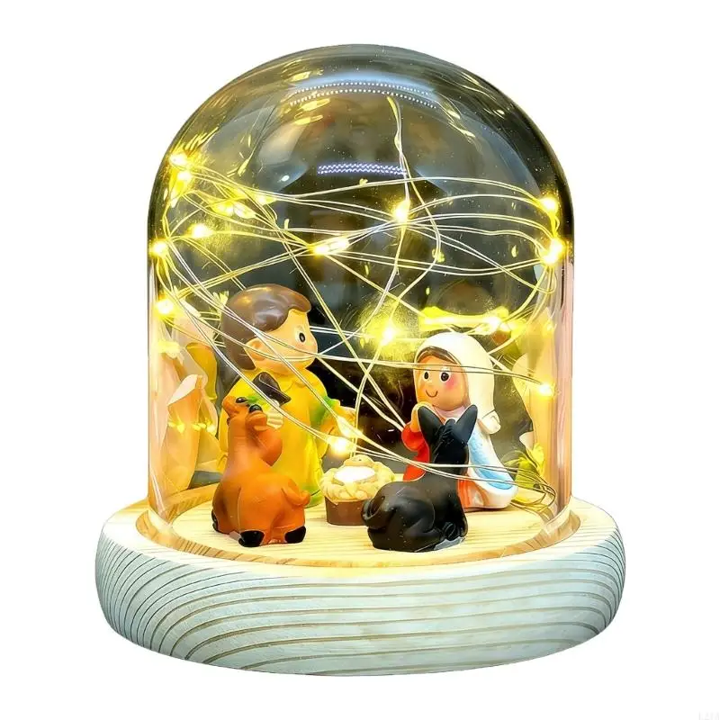 2025 New Light Up Nativity Scene Resin Cutting Christmas Nativity Set with LED Light Tabletop Ornament Christmas Decorations
