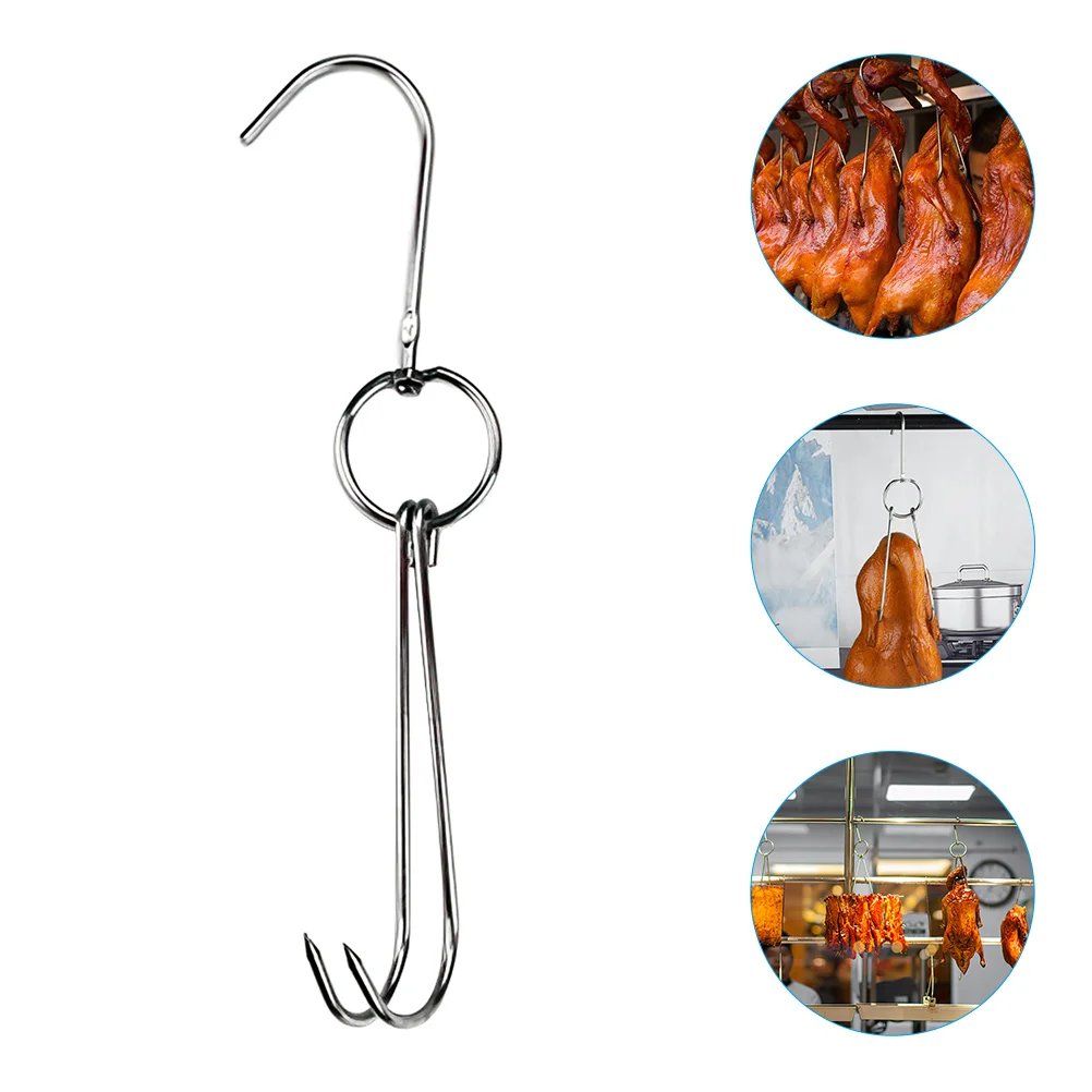 5 Pcs Bacon Smoker Hooks Double Designed Stainless Steel Hanger Meat Sausage Roast Poultry