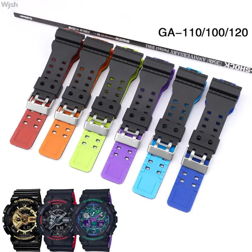 TPU Resin Strap for CASIO G-Shock GA100/110/120/140/300/400/700 Rubber Watchband Pin Buckle Strap Watch Wrist Bracelet Black