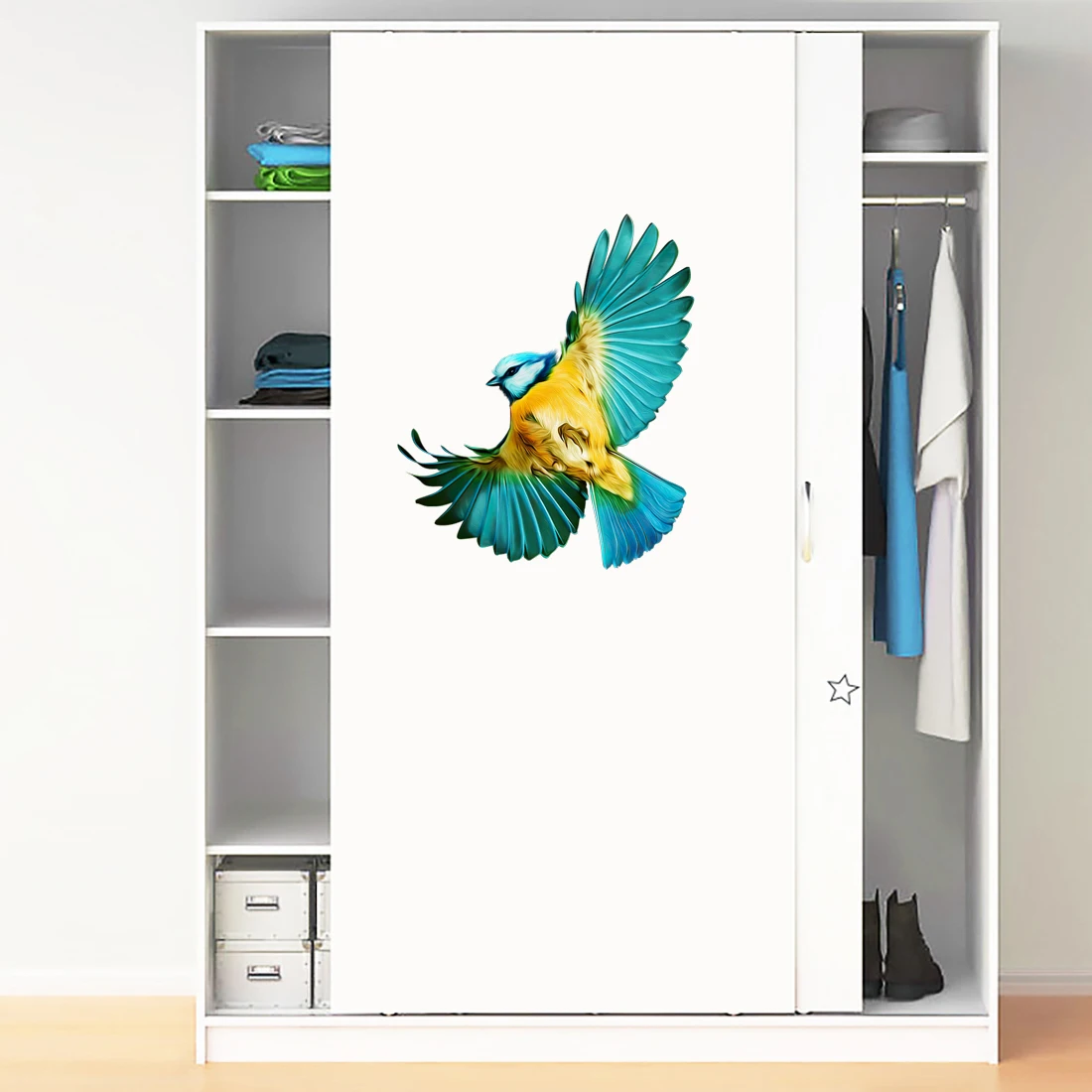 Three Ratels QCF167 Hand painted lovely blue green birds wall sticker for home decoration toilet Decal